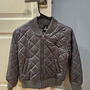 Kids Jordan Gray Quilted Bomber Jacket